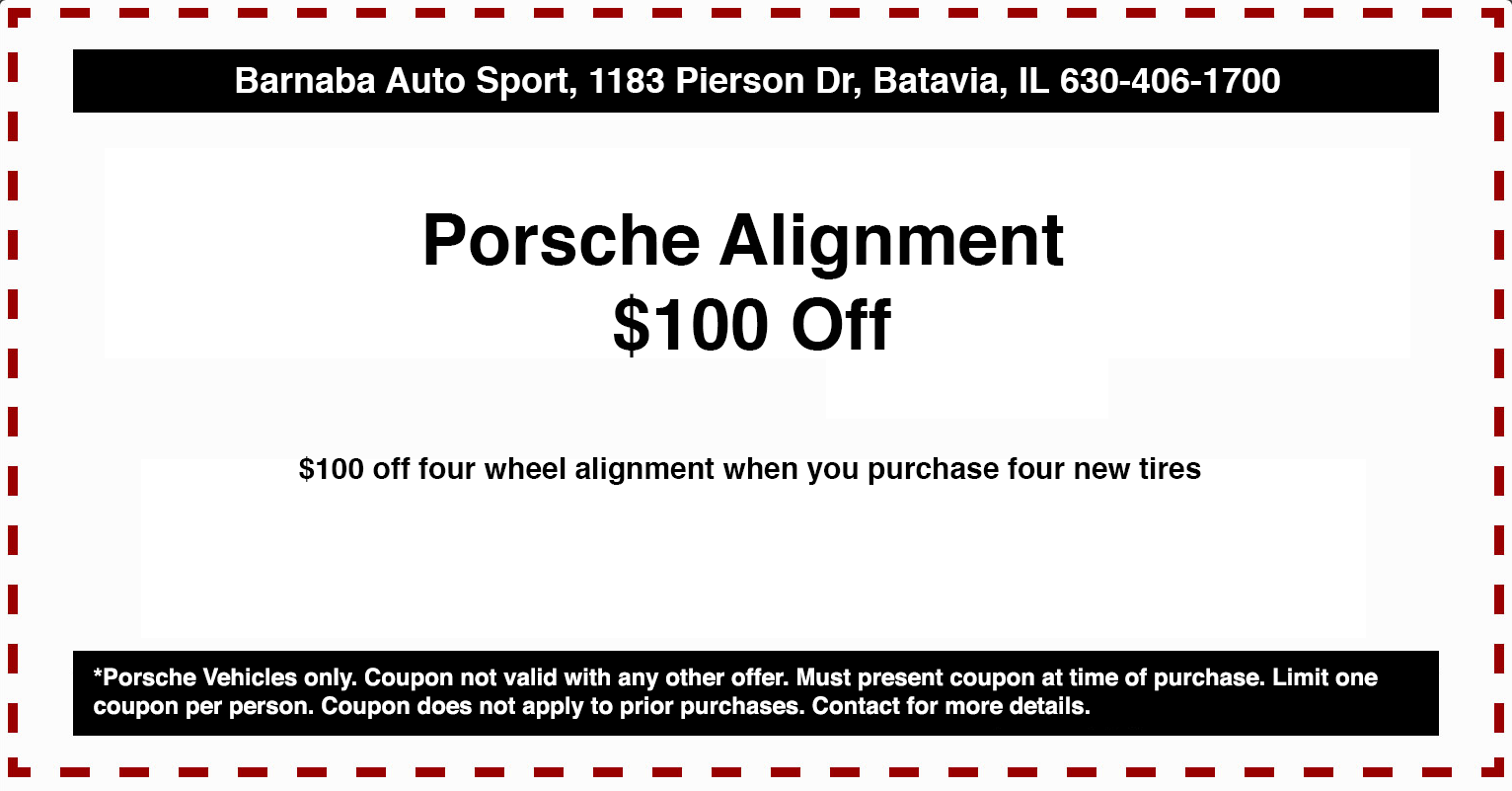 Porsche Alignment $100 Off